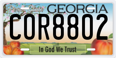 GA license plate COR8802