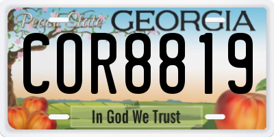 GA license plate COR8819