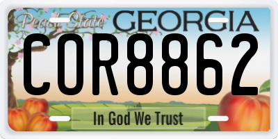GA license plate COR8862