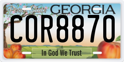GA license plate COR8870