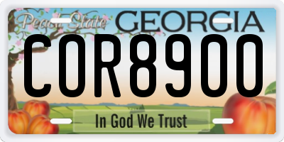 GA license plate COR8900