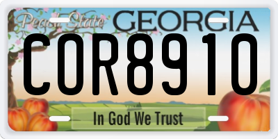 GA license plate COR8910