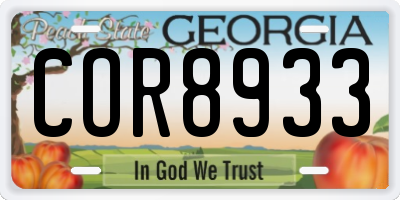 GA license plate COR8933
