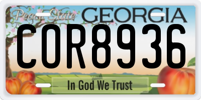 GA license plate COR8936