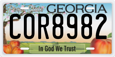 GA license plate COR8982