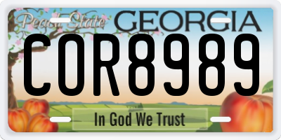 GA license plate COR8989