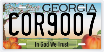 GA license plate COR9007