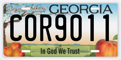 GA license plate COR9011