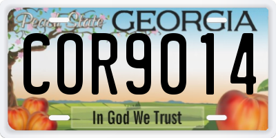 GA license plate COR9014