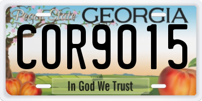 GA license plate COR9015