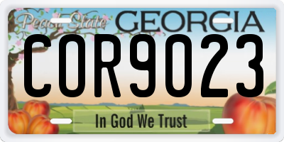 GA license plate COR9023