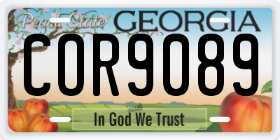 GA license plate COR9089