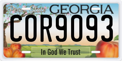 GA license plate COR9093