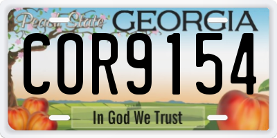 GA license plate COR9154