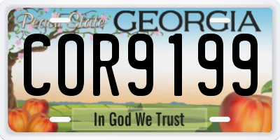 GA license plate COR9199