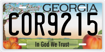 GA license plate COR9215