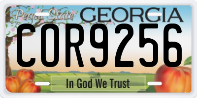 GA license plate COR9256