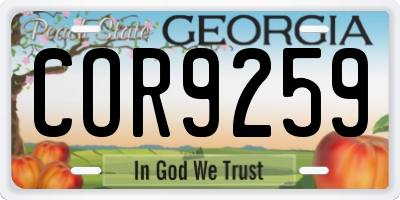 GA license plate COR9259