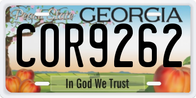 GA license plate COR9262