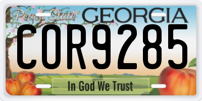 GA license plate COR9285