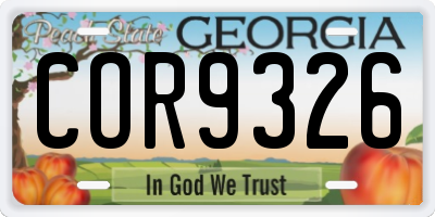 GA license plate COR9326