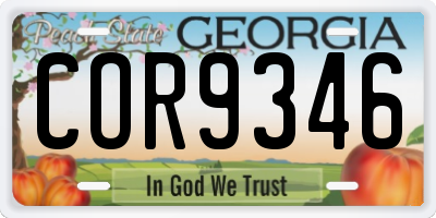 GA license plate COR9346