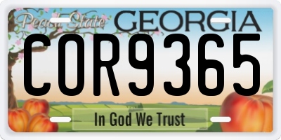 GA license plate COR9365