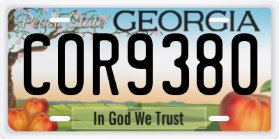 GA license plate COR9380