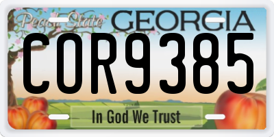 GA license plate COR9385