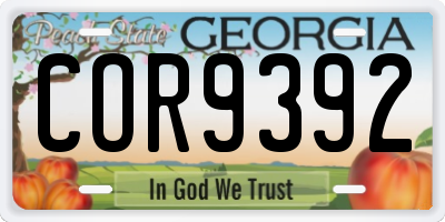GA license plate COR9392