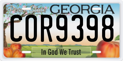 GA license plate COR9398