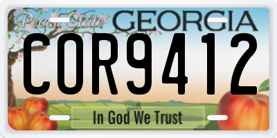 GA license plate COR9412