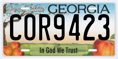GA license plate COR9423