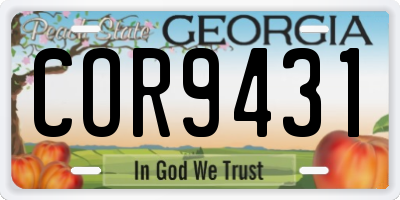 GA license plate COR9431