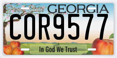 GA license plate COR9577