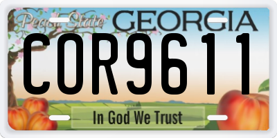 GA license plate COR9611