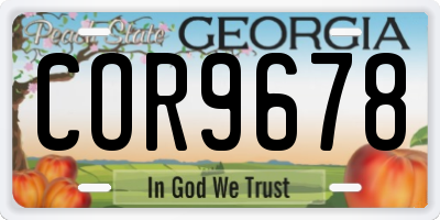 GA license plate COR9678