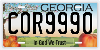 GA license plate COR9990