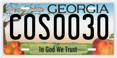 GA license plate COS0030