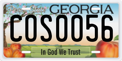GA license plate COS0056