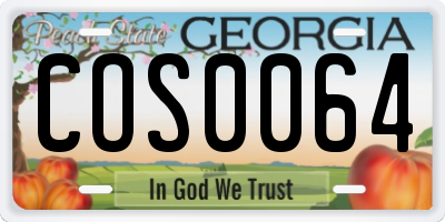 GA license plate COS0064