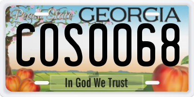 GA license plate COS0068