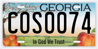 GA license plate COS0074