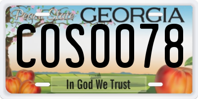 GA license plate COS0078