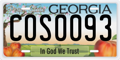 GA license plate COS0093