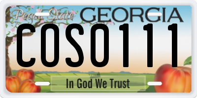 GA license plate COS0111