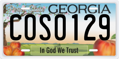 GA license plate COS0129