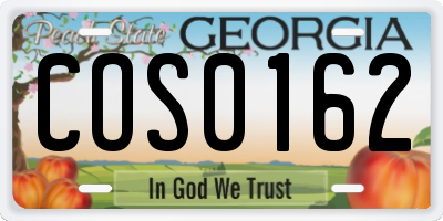 GA license plate COS0162