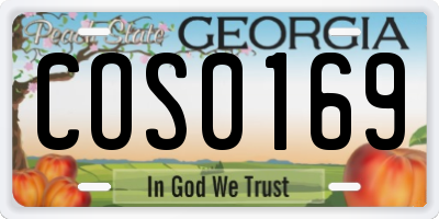 GA license plate COS0169