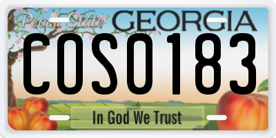 GA license plate COS0183